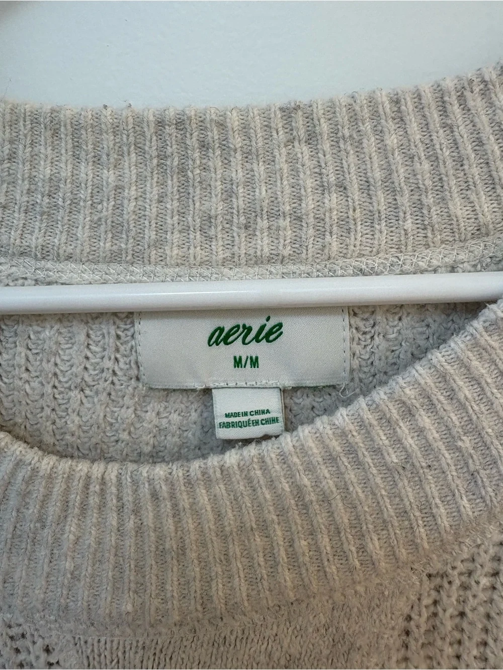 aerie Oversized Ribbed Crewneck Sweater - Cream - Picture 2 of 3